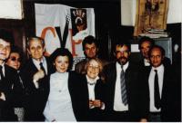 Un grup de colaboratori la sediul PNTCD - I. Gherasim, M. Dobrescu, Gh. Rusescu, M. Boila