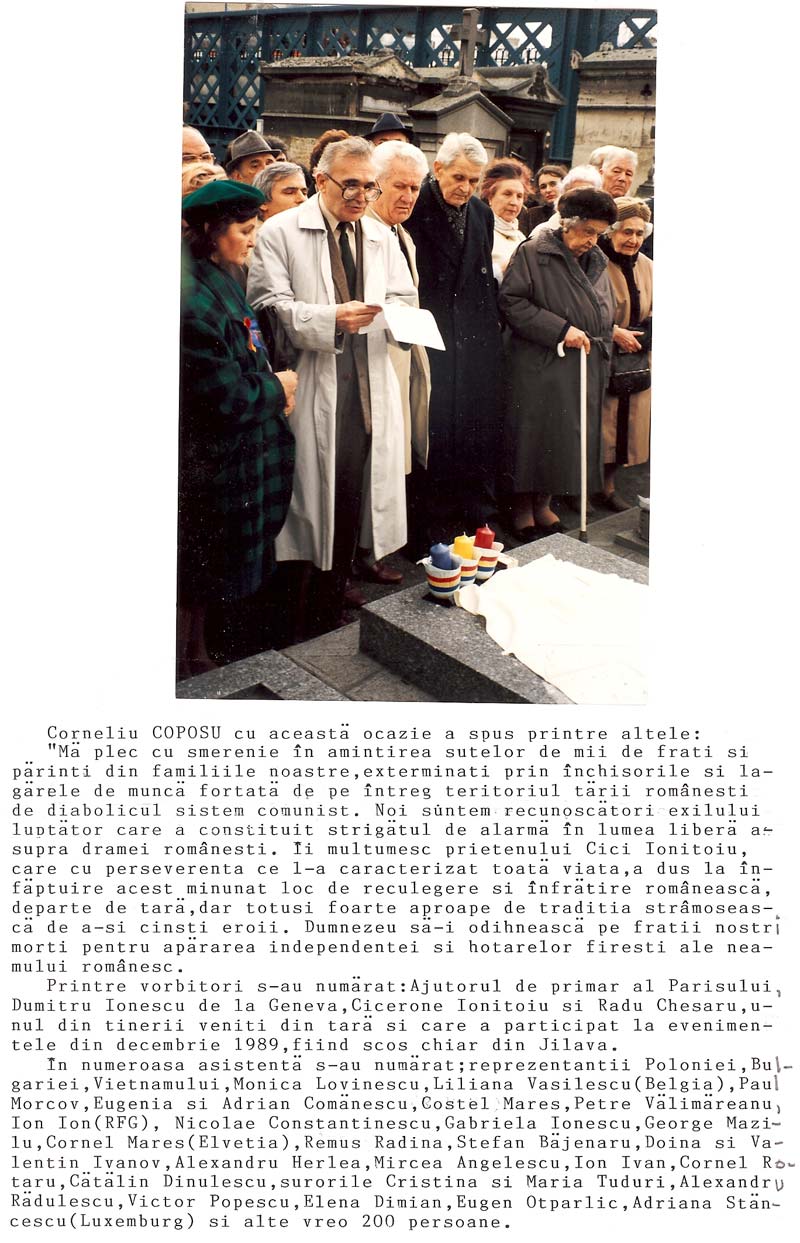 Dezvelirea Monumentului Eroilor la Paris, 21 09 1990