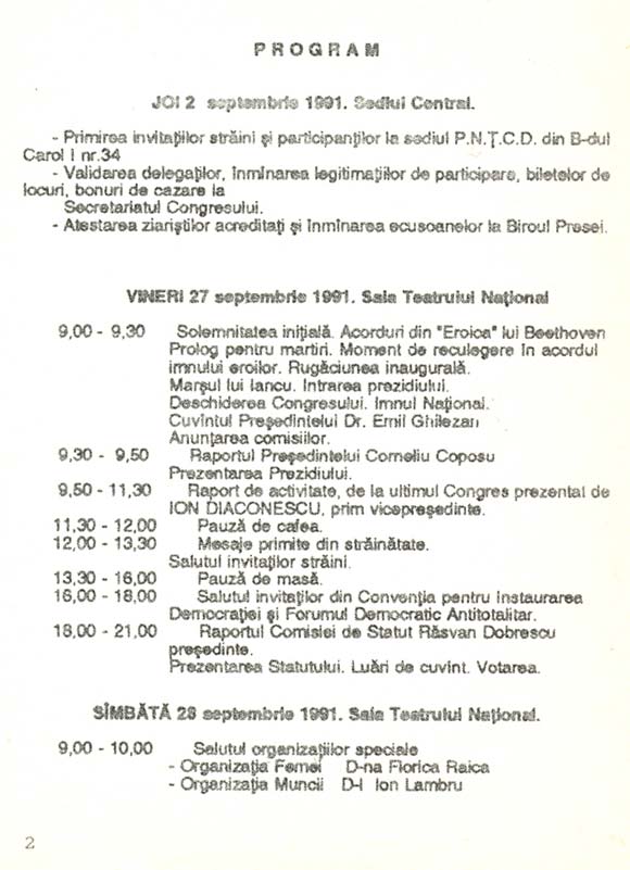 Program Congres PNŢCD