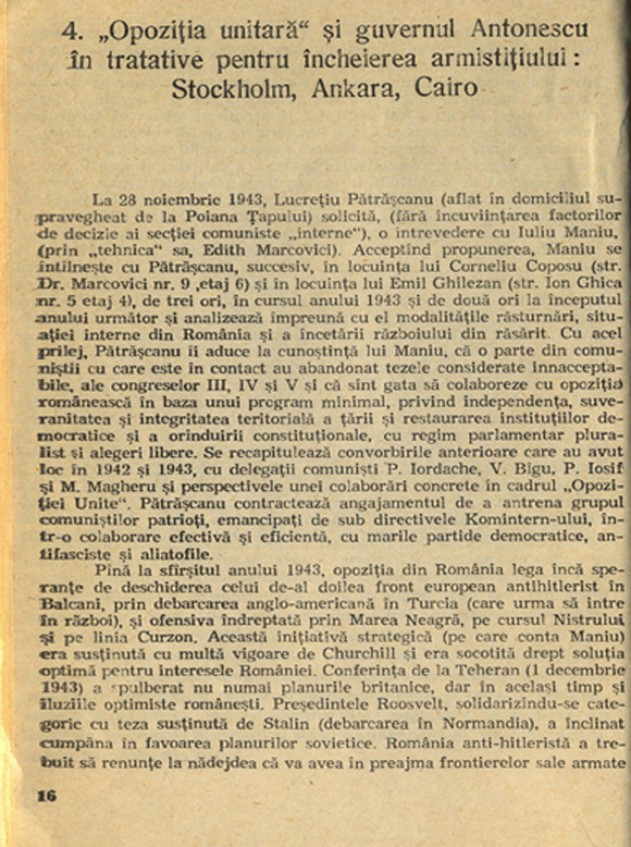 Armistițiul din 1944 și implicațiile lui