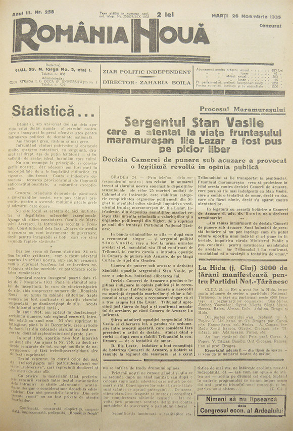 Statistică... - România Nouă, 26 noiembrie 1935