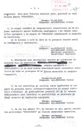 Notă de stadiu - dosar de urmărire informativă - 21-12-1986 pagina 9