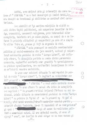 Notă de analiză - dosar de urmărire informativă - 25 iulie 1986 pagina 2