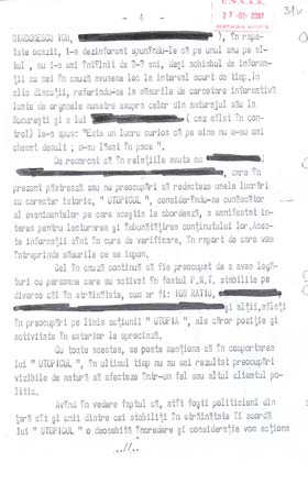 Notă de analiză - dosar de urmărire informativă - 25 iulie 1986 pagina 4