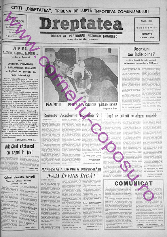 Dreptatea Anul XXII (Seria a IV-a) nr 103 - Sâmbătă 9 iunie 1990
