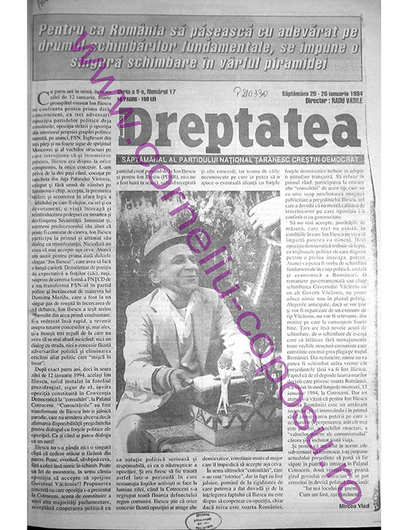 Dreptatea Seria a V-a, nr 17, Săptămâna 20-26 ianuarie 1994