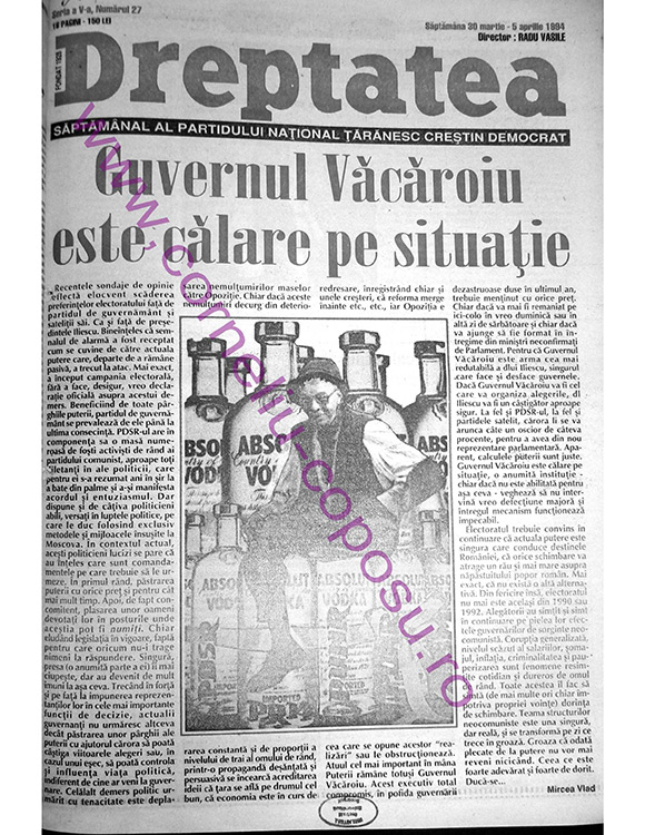 Dreptatea Seria a V-a, nr 27, Săptămâna 30 martie - 05 aprilie 1994