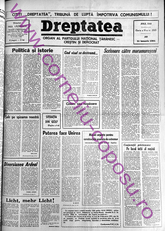 Dreptatea Anul XXIII (Seria a IV-a) nr 292 - Joi 31 ianuarie 1991