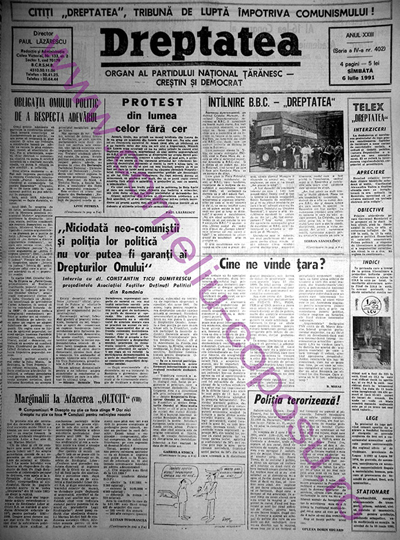 Dreptatea Anul XXIII (Seria a IV-a) nr 402 - Sâmbătă 6 iulie 1991