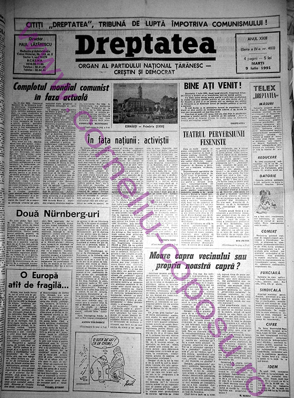 Dreptatea Anul XXIII (Seria a IV-a) nr 403 - Marţi 9 iulie 1991