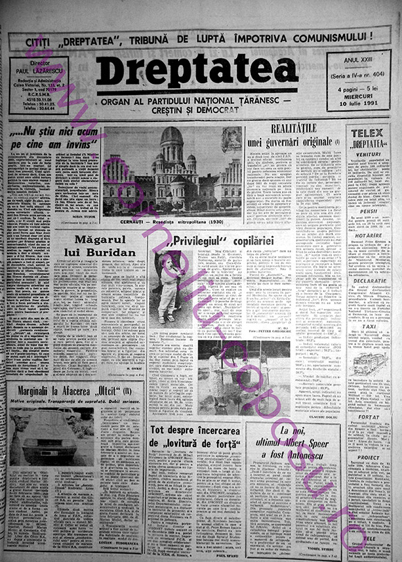 Dreptatea Anul XXIII (Seria a IV-a) nr 404 - Miercuri 10 iulie 1991