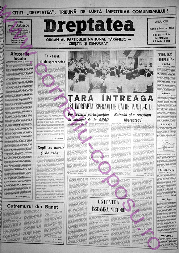 Dreptatea Anul XXIII (Seria a IV-a) nr 409 - Miercuri 17 iulie 1991