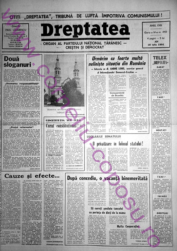 Dreptatea Anul XXIII (Seria a IV-a) nr 410 - Joi 18 iulie 1991