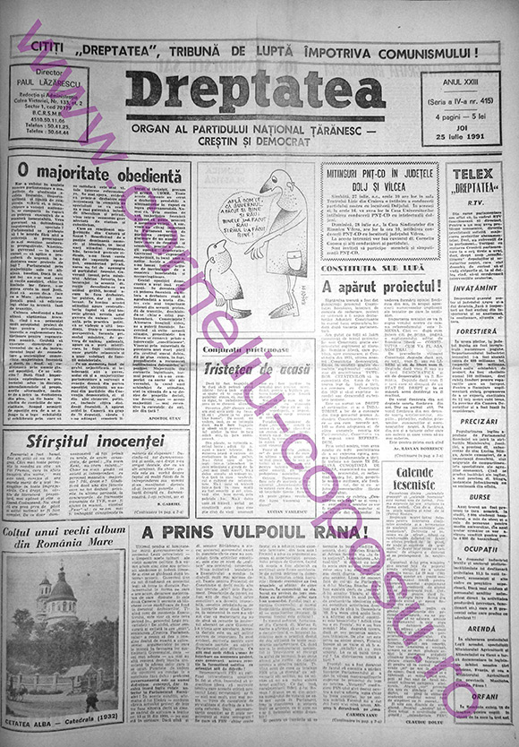 Dreptatea Anul XXIII (Seria a IV-a) nr 415 - Joi 25 iulie 1991