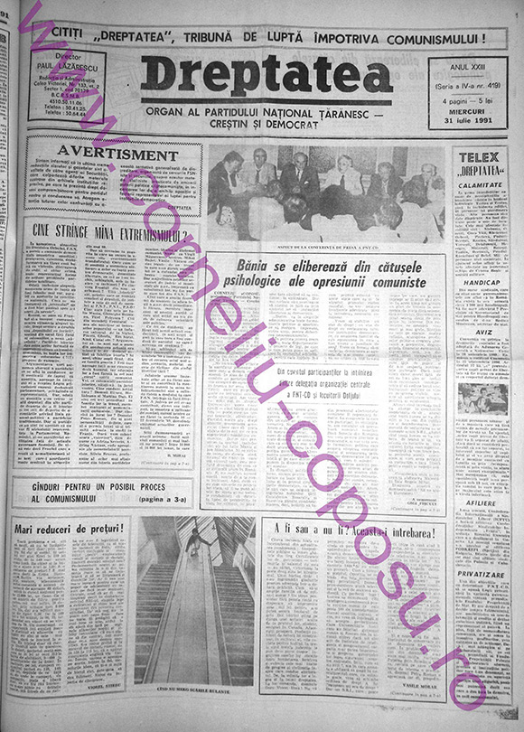 Dreptatea Anul XXIII (Seria a IV-a) nr 419 - Miercuri 31 iulie 1991