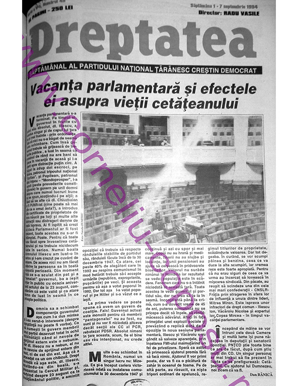 Dreptatea Seria a V-a, nr 49, Săptămâna 01-07 septembrie 1994