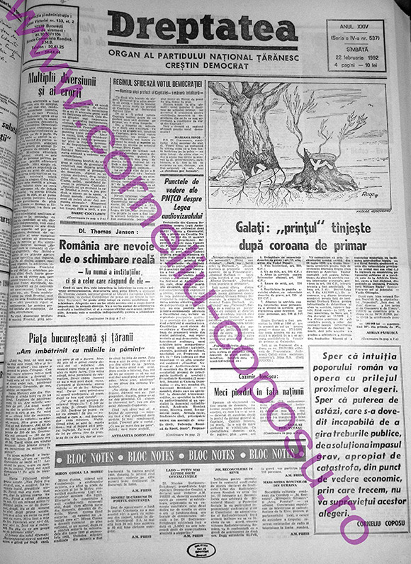 Dreptatea Anul XXIV (Seria a IV-a) nr 537 - Sâmbătă 22 februarie 1992