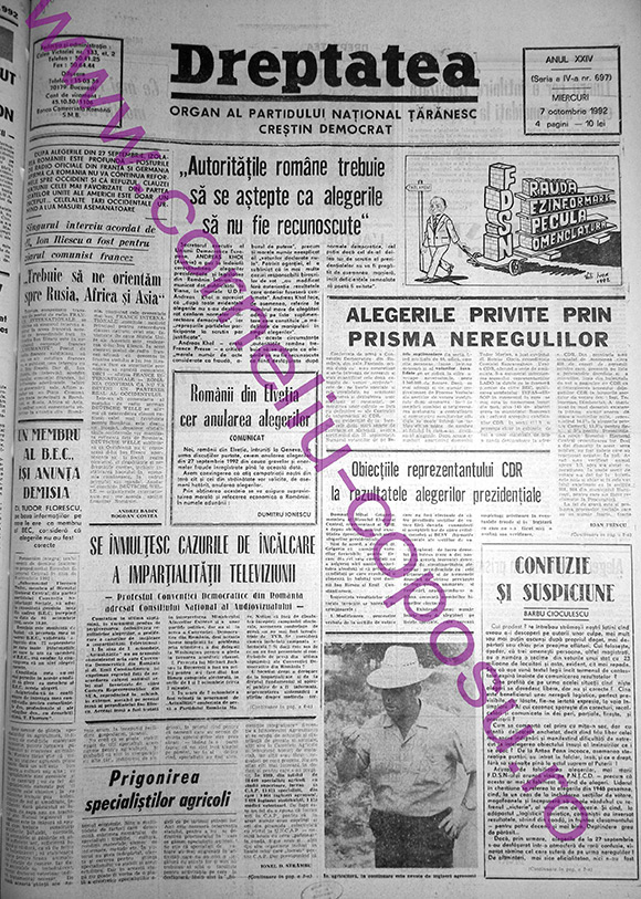 Dreptatea Anul XXIV (Seria a IV-a) nr 697 - Miercuri 7 octombrie 1992