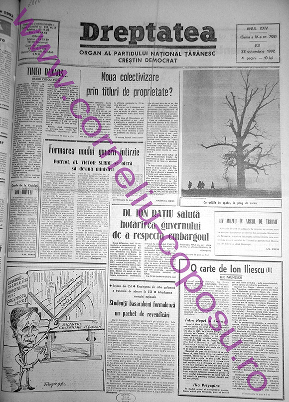 Dreptatea Anul XXIV (Seria a IV-a) nr 708 - Joi 22 octombrie 1992