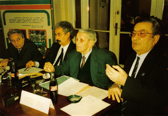 Conferinta de presa - Ion Diaconescu, Radu Vasile, Corneliu Coposu, valentin Gabrielescu