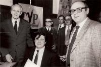 1990 la sediul PNTCD cu delegatia franceza C Coposu, A Herlea, C Fulger, Daniel Hoeffel, Eric Rault