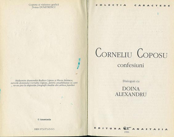 Copertă spate 'Confesiuni - Dialoguri cu Doina Alexandru'