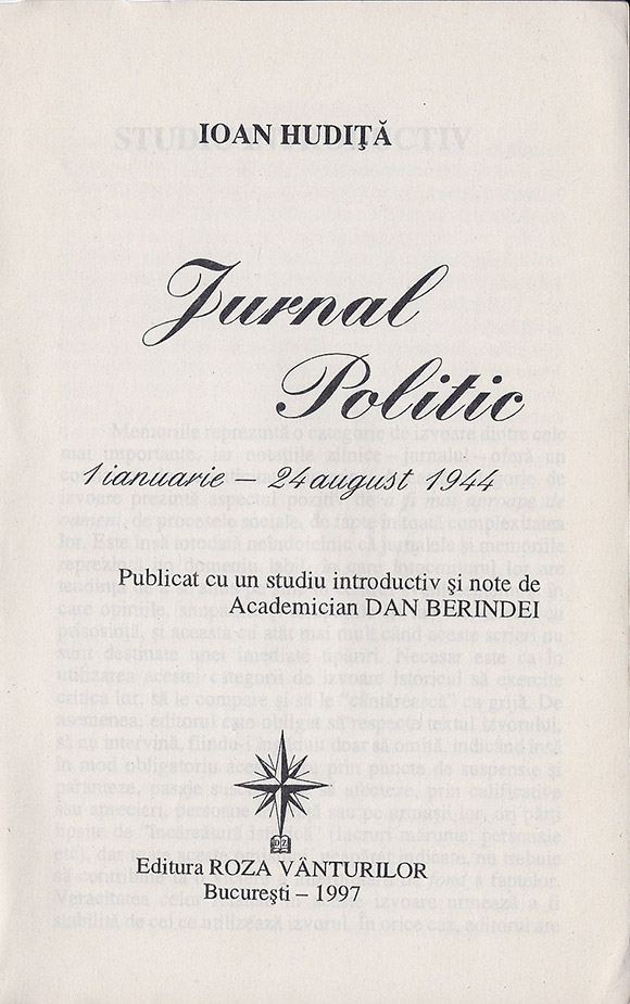 Jurnal politic - Ioan Hudiţă