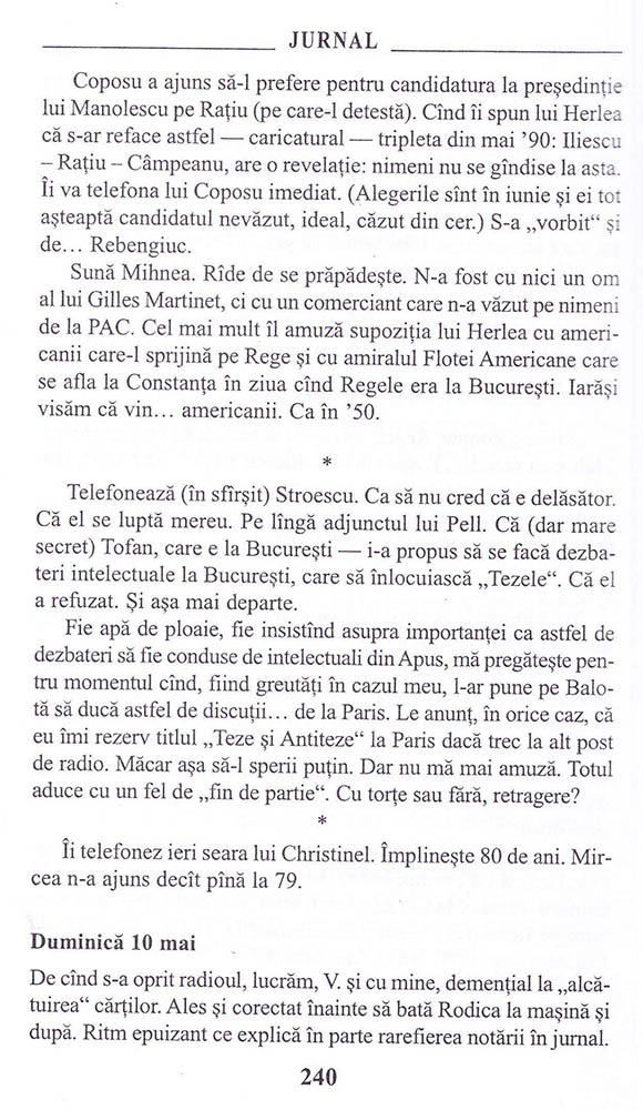 'Jurnal 1990-1993', Monica Lovinescu