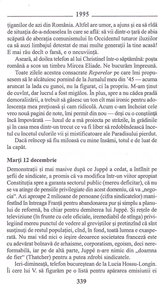 'Jurnal 1994-1995', Monica Lovinescu