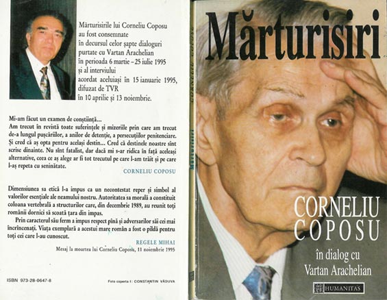 Copertă `Mărturisiri: Corneliu Coposu în dialog cu Vartan Arachelian`, Corneliu Coposu