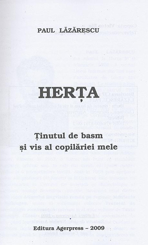 'Herţa - ţinut de basm şi vis al copilăriei mele', Paul Lăzărescu