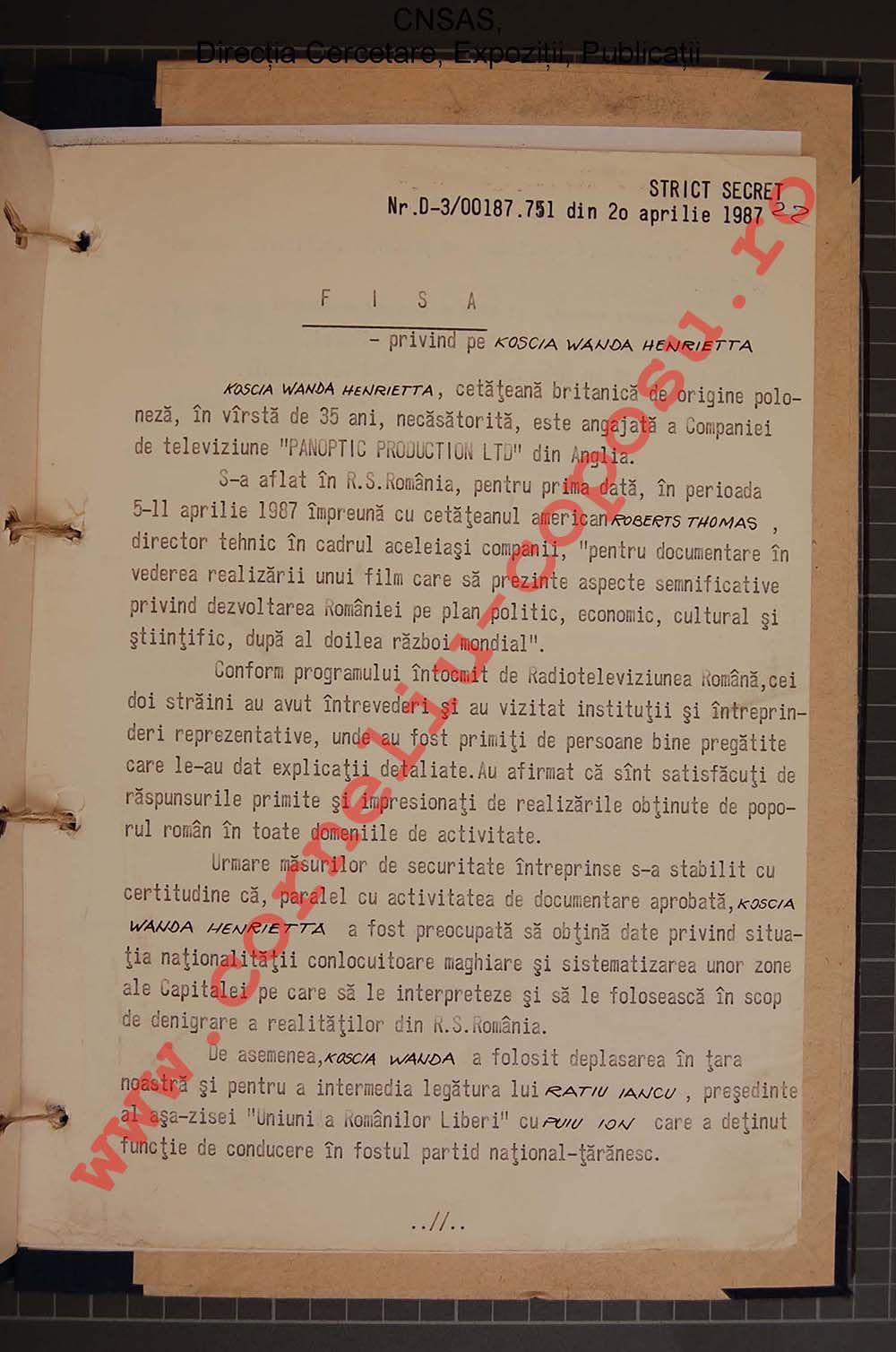 Fișă privind pe Koscia Wanda Henrietta