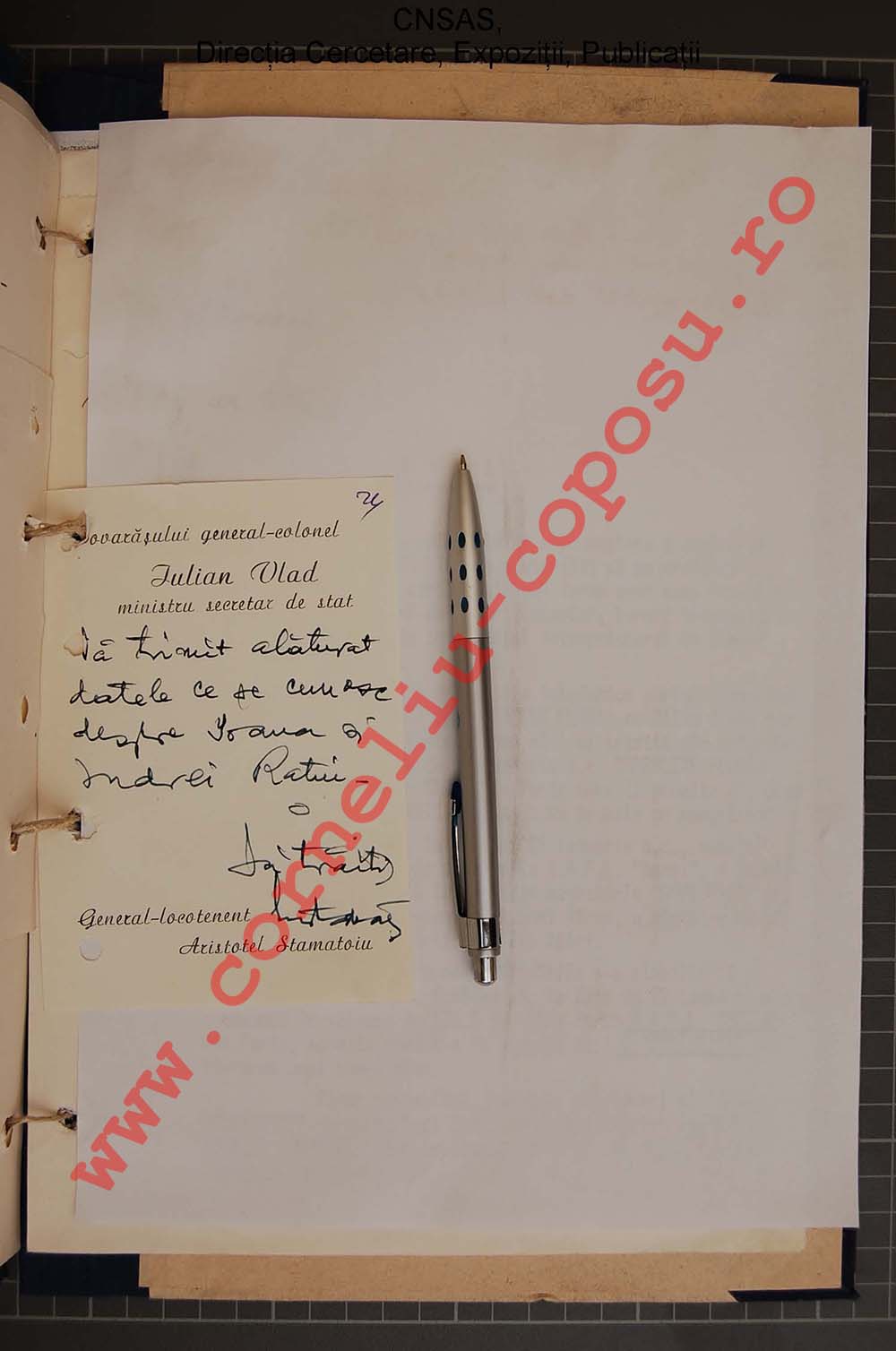 Tovarășului general-colonel Iulian Vlad ministru secretar de stat