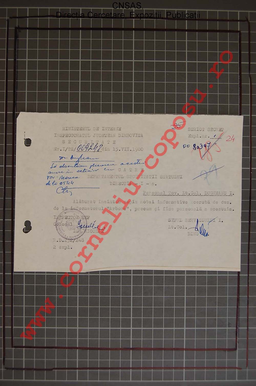 Către Departamentul Securităţii Statului