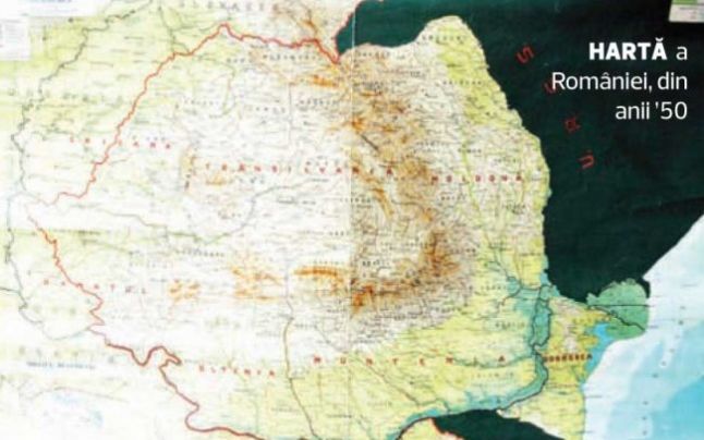 Hartă a României, din anii ’50