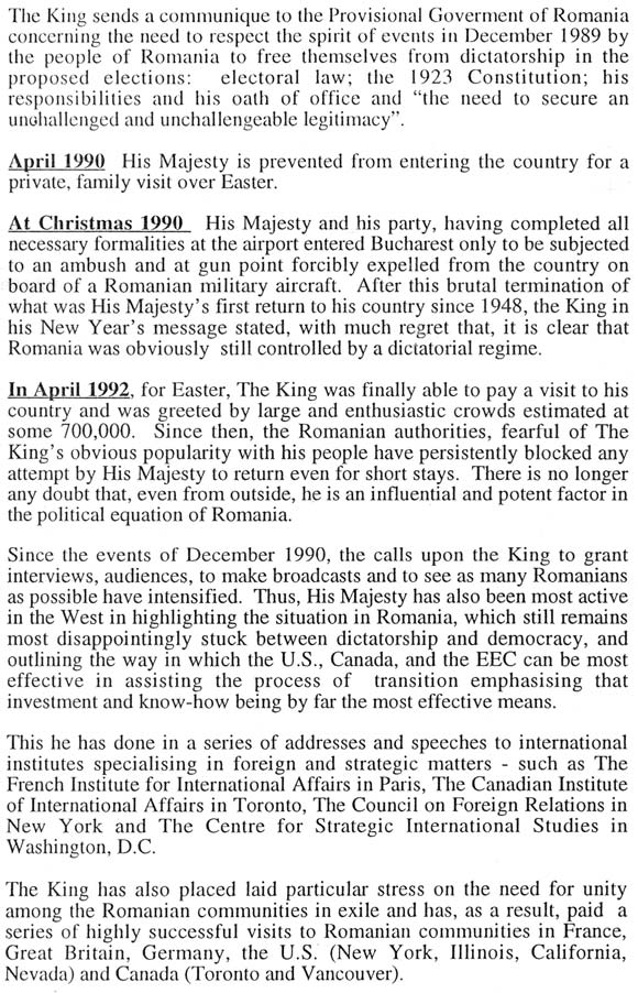 His Majesty King Michael of Romania - Biographical Notes