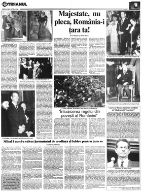 "Majestate nu pleca, România-i ţara ta" - Cotidianul, 29 aprilie 1992