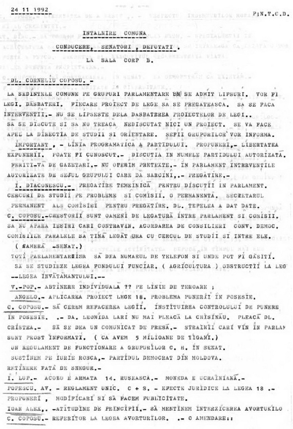 Intalnire comuna conducere, senatori, deputati - 24.11.1992