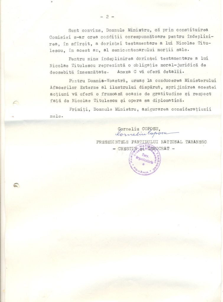Scrisoare adresată de Corneliu Coposu lui Adrian Năstase