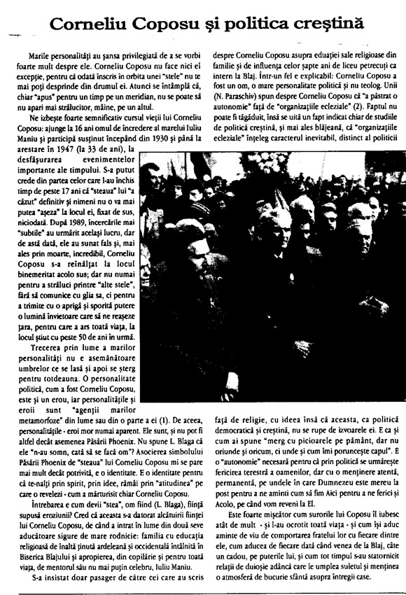 Corneliu Coposu şi politica creştină - Unirea 1996