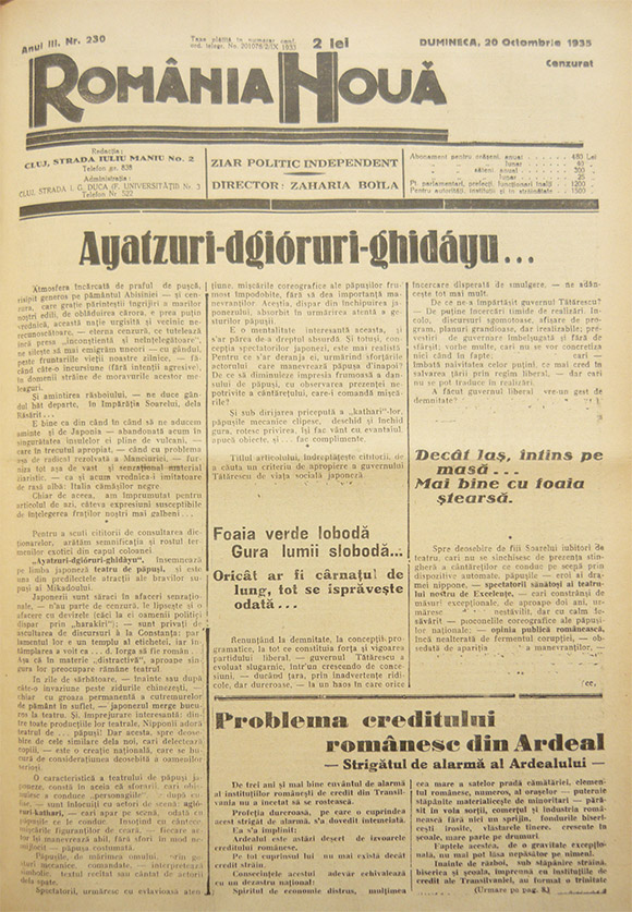 Ayatzuri-dgioruri-ghidaiu... - România Nouă, 20 octombrie 1935