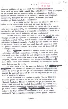Notă de stadiu - dosar de urmărire informativă - 21-12-1986 pagina 6