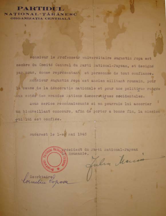 Fotocopie document din 1945