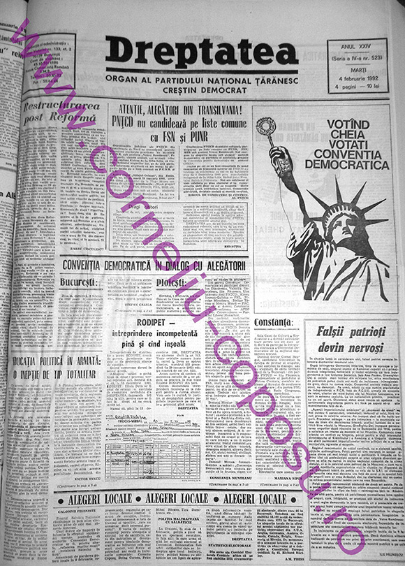Dreptatea Anul XXIV (Seria a IV-a) nr 523 - Marţi 4 februarie 1992