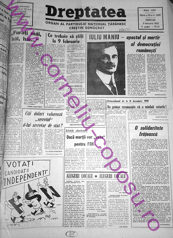 Dreptatea Anul XXIV (Seria a IV-a) nr 524 - Miercuri 5 februarie 1992
