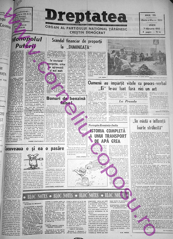 Dreptatea Anul XXIV (Seria a IV-a) nr 526 - Vineri 7 februarie 1992