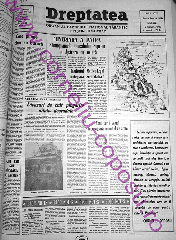 Dreptatea Anul XXIV (Seria a IV-a) nr 527 - Sâmbătă 8 februarie 1992