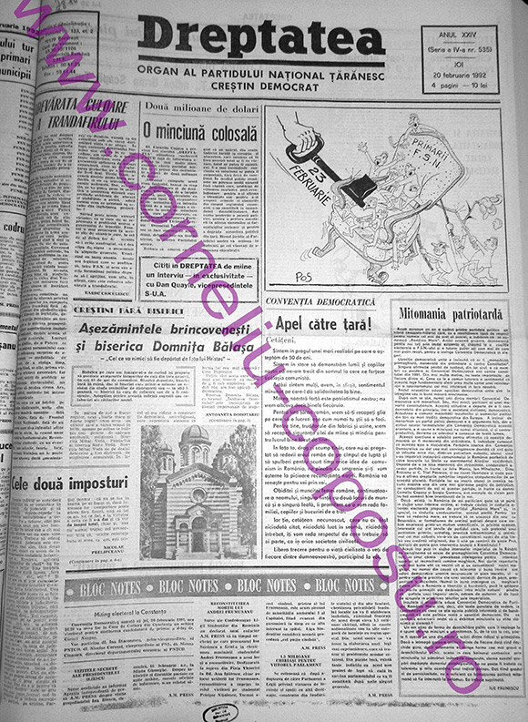 Dreptatea Anul XXIV (Seria a IV-a) nr 535 - Joi 20 februarie 1992